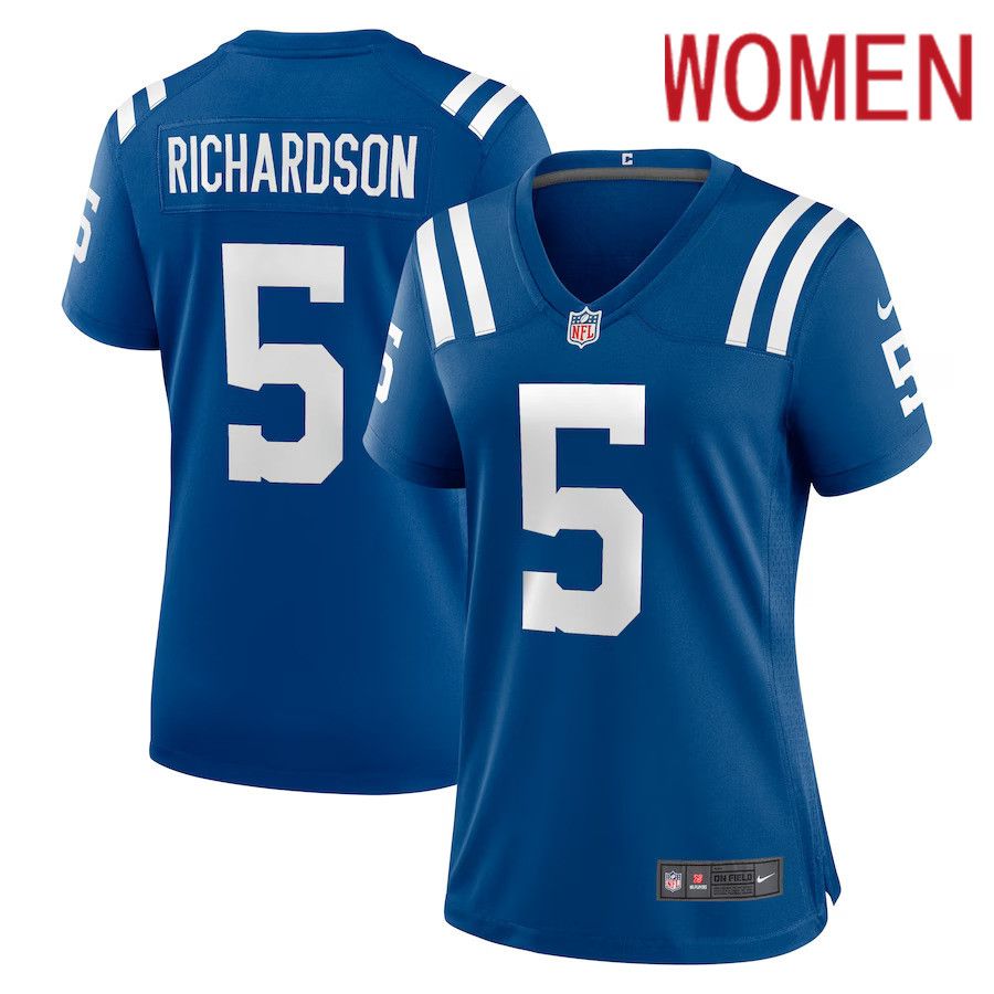 Women Indianapolis Colts #5 Anthony Richardson Nike Royal 2023 NFL Draft First Round Pick Game Jersey